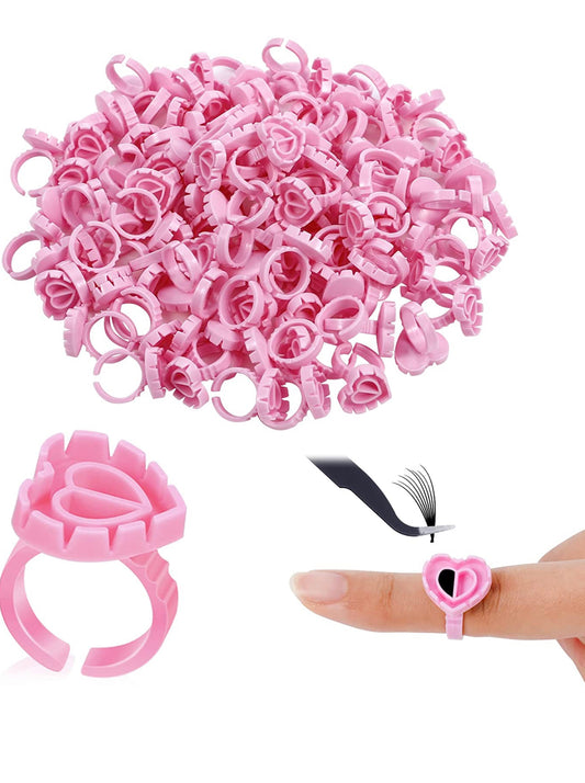 Pink heart shaped fanning  glue ring cups 100pcs